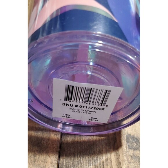 Starbucks Floral Spring 2021 Venti 24 Oz. Tumbler with Pink Straw - New - Picture 3 of 4